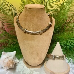 Gold & rhinestone necklace set